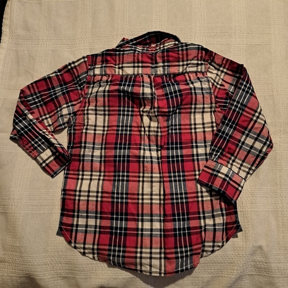 Gap boys size 3T plaid button up shirt, red, blue & white, EUC - Picture 2 of 4
